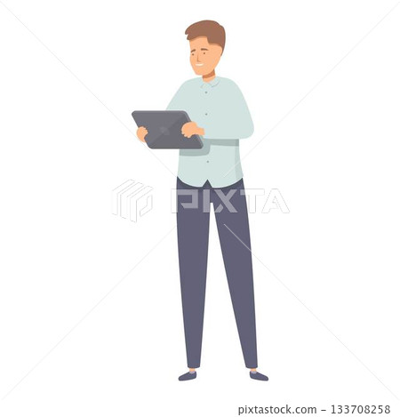 Office worker standing and using digital tablet, manager working with electronic device 133708258