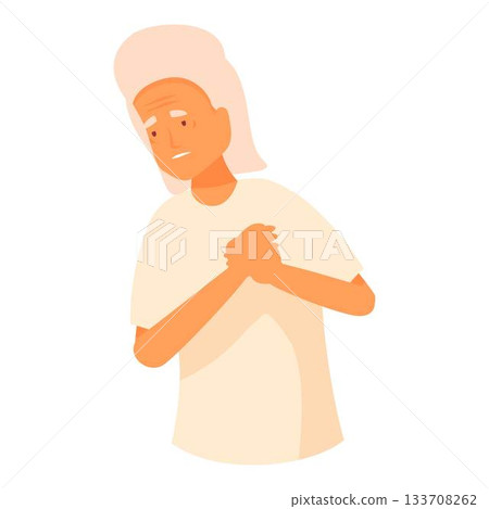 Senior woman suffering from chest pains illustration Senior woman suffering from chest pains illustration 133708262