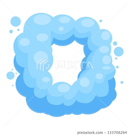 Blue soap suds frame creating letter o shape with bubbles 133708264