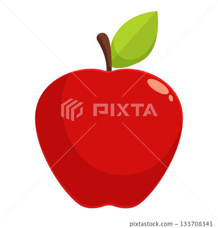 Red apple with green leaf showing freshness and health Red apple with green leaf showing freshness and health 133708341