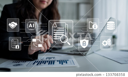 Digital document management and AI integration system concept Parse 133708358