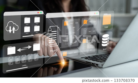 Digital folder and server file organization management concept Parse Digital folder and server file organization management concept Parse 133708370