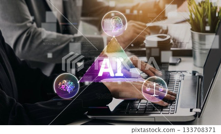 AI Brain Processing Data with Generative Artificial Intelligence Concept Muxer 133708371