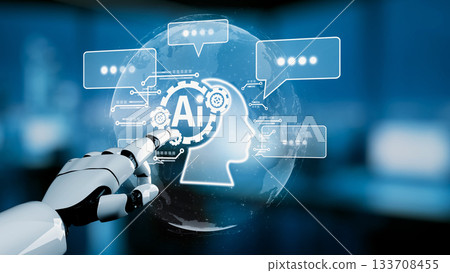 AI Brain Processing Data with Generative Artificial Intelligence Concept. Kernel AI Brain Processing Data with Generative Artificial Intelligence Concept. Kernel 133708455