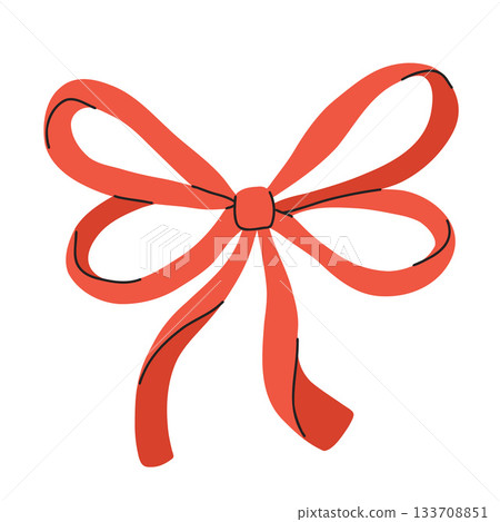 Vector illustration of a bow, gift ribbons. Bowknot in hand drawn and flat styles. Fashionable Hair accessory. Bow knot for gift wrapping Vector illustration of a bow, gift ribbons. Bowknot in hand drawn and flat styles. Fashionable Hair accessory. Bow knot for gift wrapping 133708851