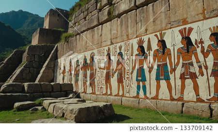 遊戲背景:一座古老的湖泊遺址,湖面上繪有古代神祇的壁畫。 遊戲背景:一座古老的湖泊遺址,湖面上繪有古代神祇的壁畫。 133709142