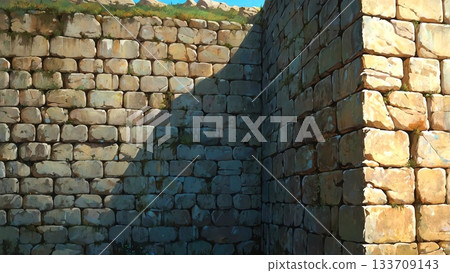 遊戲背景:古老的石磚堡壘,古代遺跡,印加風格 遊戲背景:古老的石磚堡壘,古代遺跡,印加風格 133709143