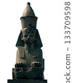Ancient Egyptian Sphinx Statue with Pharaoh Headdress and Crown 133709598