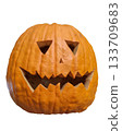 Traditional carved Halloween jack o lantern pumpkin isolated on white background 133709683