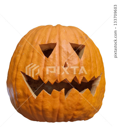 Traditional carved Halloween jack o lantern pumpkin isolated on white background Traditional carved Halloween jack o lantern pumpkin isolated on white background 133709683
