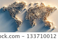 Global network: abstract world map with maze-like connections 133710012