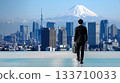 Tokyo Business Vision: Businessman looking at Mount Fuji and the skyline 133710033