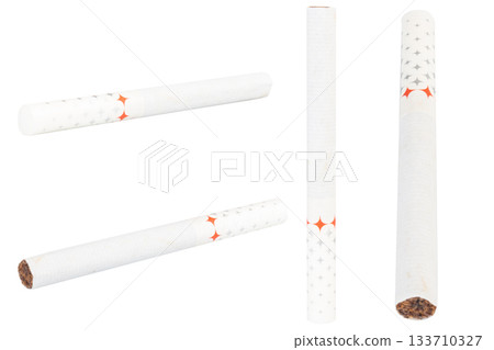 White star shaped filter cigarettes on white background White star shaped filter cigarettes on white background 133710327