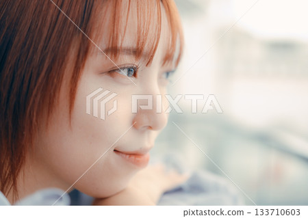 Female up-portrait, soft expression Female up-portrait, soft expression 133710603