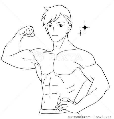 肌肉男的黑白插圖 肌肉男的黑白插圖 133710747