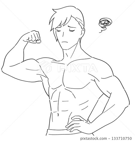 肌肉男的黑白插圖 133710750