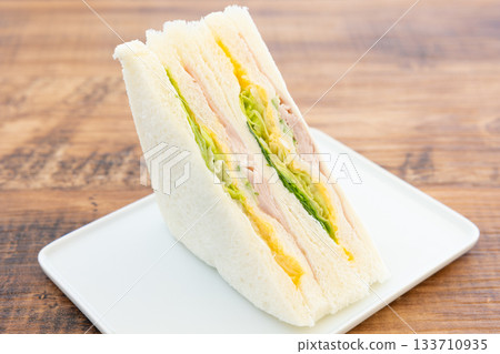 Delicious ham, lettuce and egg sandwich 133710935