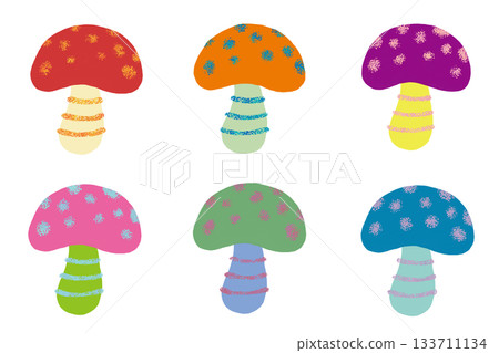 Colorful mushroom illustration, fly agaric image, clip art, illustration, png set Colorful mushroom illustration, fly agaric image, clip art, illustration, png set 133711134