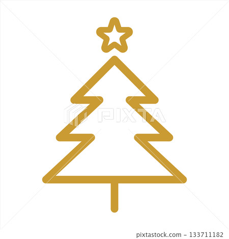 金色杉樹圖標,聖誕節插畫,簡約時尚的線條藝術,金色 金色杉樹圖標,聖誕節插畫,簡約時尚的線條藝術,金色 133711182