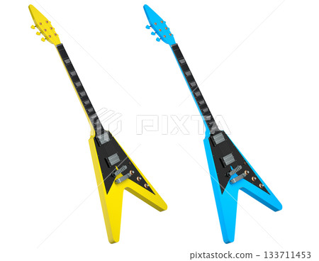 Set of electric acoustic guitar isolated on white transparent background. Set of electric acoustic guitar isolated on white transparent background. 133711453
