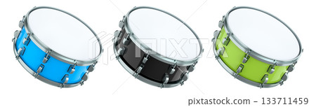 Set of drums on white background. 3d render concept of musical instrument 133711459