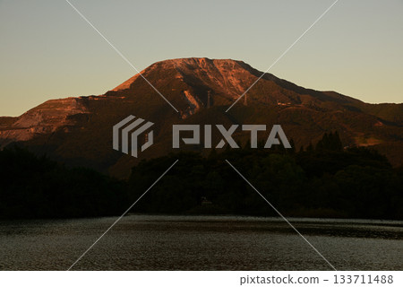 Mount Ibuki at dusk as seen from Mishima Pond 1 Mount Ibuki at dusk as seen from Mishima Pond 1 133711488