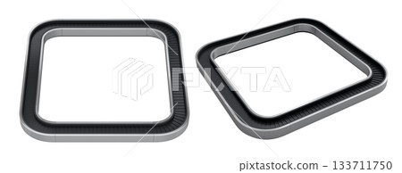 Set of Airport luggage conveyor belt from baggage claim area on white background. 133711750