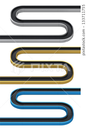 Set of Airport luggage conveyor belt from baggage claim area on white background. Set of Airport luggage conveyor belt from baggage claim area on white background. 133711755