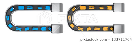 Set of Airport luggage conveyor belt or baggage claim area with suitcases on white. Set of Airport luggage conveyor belt or baggage claim area with suitcases on white. 133711764