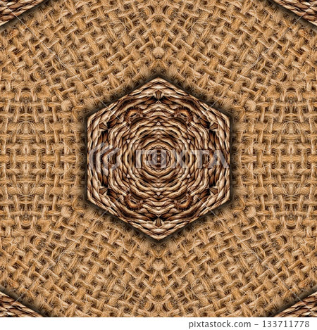 Rustic Jute Fabric Pattern with Woven Burlap Texture craft background. Natural Jute Sack. Organic Burlap Texture for any fashion Design Use 133711778