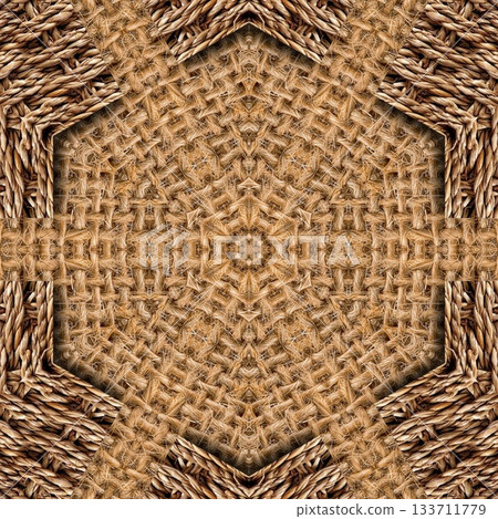 Rustic Jute Fabric Pattern with Woven Burlap Texture craft background. Natural Jute Sack. Organic Burlap Texture for any fashion Design Use 133711779