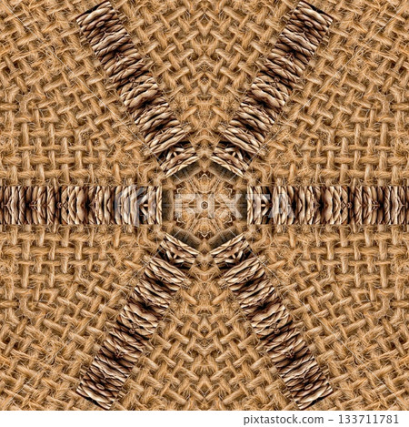 Rustic Jute Fabric Pattern with Woven Burlap Texture craft background. Natural Jute Sack. Organic Burlap Texture for any fashion Design Use 133711781