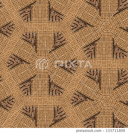 Rustic Jute Fabric Pattern with Woven Burlap Texture craft background. Natural Jute Sack. Organic Burlap Texture for any fashion Design Use 133711809