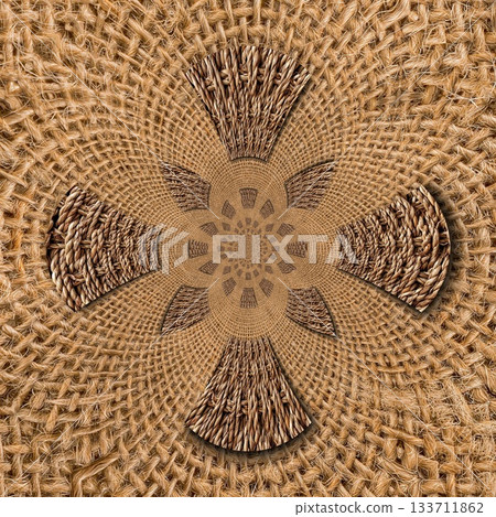 Rustic Jute Fabric Pattern with Woven Burlap Texture craft background. Natural Jute Sack. Organic Burlap Texture for any fashion Design Use 133711862
