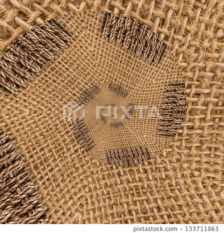 Rustic Jute Fabric Pattern with Woven Burlap Texture craft background. Natural Jute Sack. Organic Burlap Texture for any fashion Design Use Rustic Jute Fabric Pattern with Woven Burlap Texture craft background. Natural Jute Sack. Organic Burlap Texture for any fashion Design Use 133711863