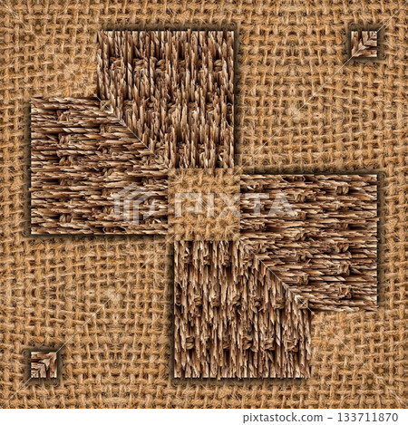 Rustic Jute Fabric Pattern with Woven Burlap Texture craft background. Natural Jute Sack. Organic Burlap Texture for any fashion Design Use 133711870