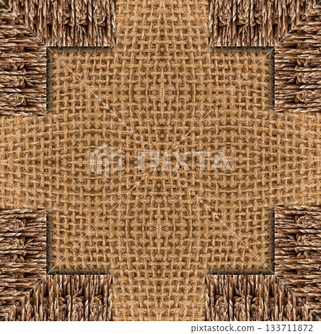 Rustic Jute Fabric Pattern with Woven Burlap Texture craft background. Natural Jute Sack. Organic Burlap Texture for any fashion Design Use Rustic Jute Fabric Pattern with Woven Burlap Texture craft background. Natural Jute Sack. Organic Burlap Texture for any fashion Design Use 133711872