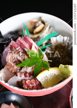 Product photography of a seafood bowl with fresh seafood Product photography of a seafood bowl with fresh seafood 133712287