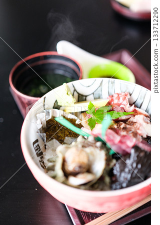 Product photography of a seafood bowl with fresh seafood 133712290