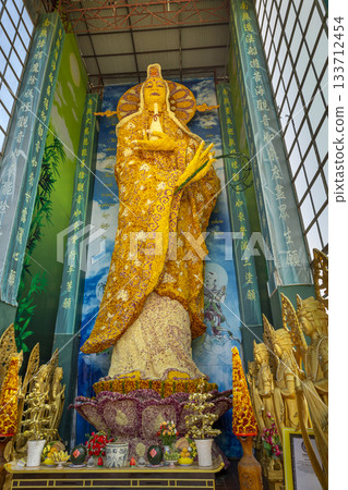 Guanyin Hall made of chrysanthemums at Linh Phuoc Pagoda 133712454