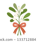 Mistletoe with red ribbon 133712884