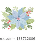 Christmas poinsettia with red berries 133712886