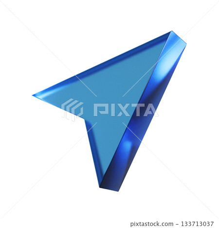 3D illustration of a flat icon of an arrow pointing to your current location. Transparent blue glassmorphic mark. 3D illustration of a flat icon of an arrow pointing to your current location. Transparent blue glassmorphic mark. 133713037