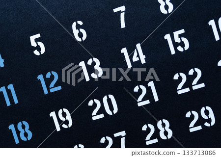 Black and white calendar 133713086
