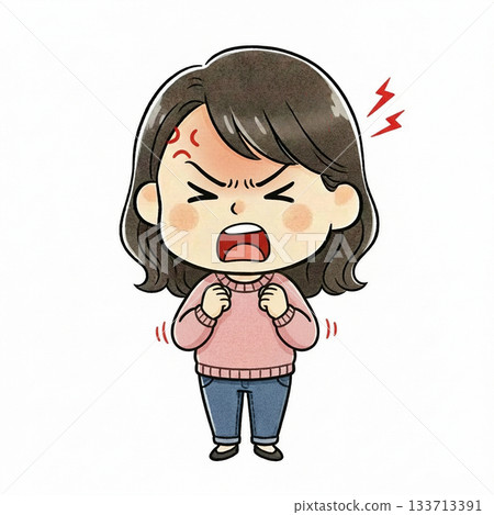 一幅憤怒的女人情緒爆發的插圖 133713391