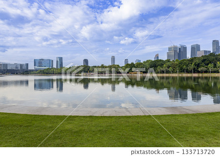 Benjakitti Park and skyscrapers in Bangkok, Thailand 133713720