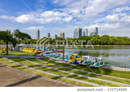 Benjakitti Park and skyscrapers in Bangkok, Thailand 133714840
