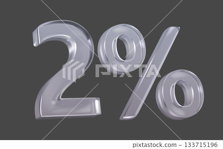 Clear Transparent Glassy Two Percent Sign Clear Transparent Glassy Two Percent Sign 133715196