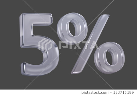 Transparent glass style number five percentage symbol 133715199