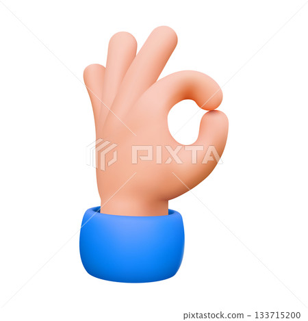 3D Ok Hand Gesture with Blue Wristband 133715200